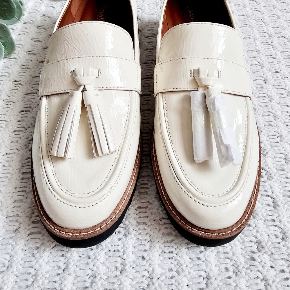 Franco Sarto Carolynn Tassel Loafers Neutral Patent Slip On Lug Sole Vamp NWOT 8 - Picture 4 of 16
